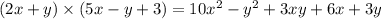 (2x+y)\times (5x-y+3) = 10x^2-y^2+3xy+6x+3y