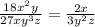 \frac{18x^{2}y }{27xy^{3} z} = \frac{2x}{3y^{2}z }