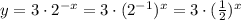 {y=3 \cdot 2^{-x}=3 \cdot ({2^{-1}})^x=3 \cdot ({ \frac{1}{2}})^x