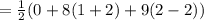 =\frac{1}{2}(0+8(1+2)+9(2-2))