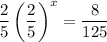 \dfrac25\left(\dfrac25\right)^x=\dfrac8{125}