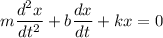 m\dfrac{d^2x}{dt^2}+b\dfrac{dx}{dt}+kx=0