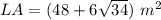 LA=(48+6\sqrt{34})\ m^2