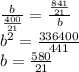 \frac{b}{\frac{400}{21}} = \frac{\frac{841}{21}}{b} \\ b^2 = \frac{336400}{441} \\ b=\frac{580}{21}