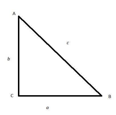 Which relationship in the triangle must be true?  triangle a b c is shown. angle a c b is a right an