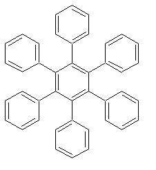Why does hexaphenylbenzene have a high melting point?