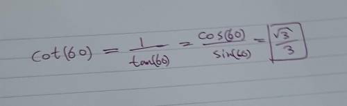 Which of the following is the exact value of cot 60°?