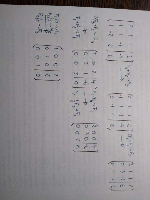 Which matrix represents the solution to the system of equations below?