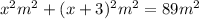 x^2 m^2+(x+3)^2 m^2=89 m^2