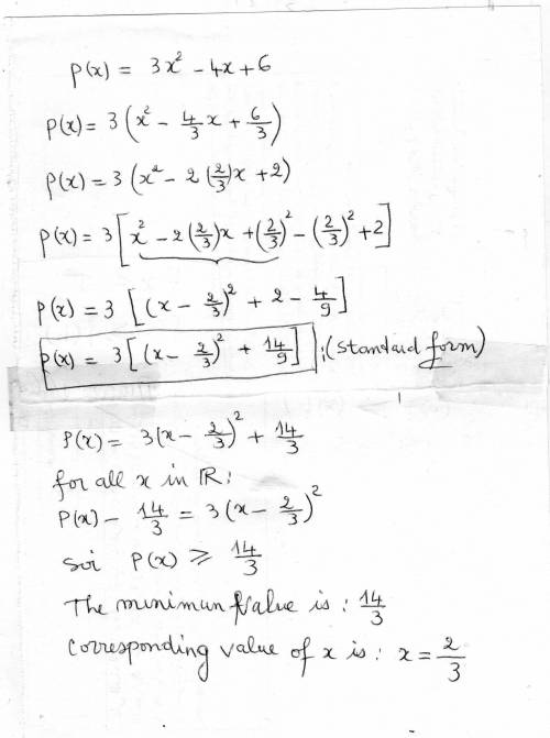 How to find the minimum value of and its corresponding value of ? ?