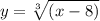 y=\sqrt[3]{(x-8)}