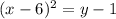 (x-6)^2=y-1