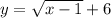 y=\sqrt{x-1}+6