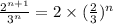 \frac{2^{n+1}}{3^n}=2\times (\frac{2}{3})^n