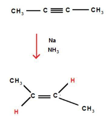 Draw the major product formed when 2-butyne undergoes a reaction with na in liquid nh3.