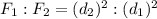 F_1 : F_2 = (d_2)^2 : (d_1)^2