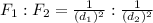 F_1 : F_2 = \frac{1}{(d_1)^2} : \frac{1}{(d_2)^2}