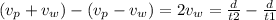 (v_p+v_w)-(v_p-v_w)=2v_w=\frac{d}{t2}-\frac{d}{t1}