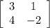 \left[\begin{array}{cc}3&1\\4&-2\end{array}\right]