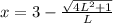 x=3-\frac{\sqrt{4L^{2}+1}}{L}