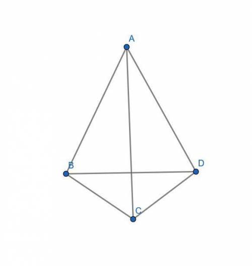 In quadrilateral badc, ab= ad and bc= dc. the line ac is a line of symmetry for this quadrilateral.