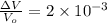 \frac{\Delta V}{V_{o}} = 2\times 10^{- 3}