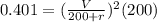 0.401 = (\frac{V}{200 + r})^2(200)