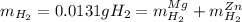 m_{H_2}=0.0131gH_2=m_{H_2}^{Mg}+m_{H_2}^{Zn}
