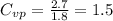 C_{vp}=\frac {2.7}{1.8}=1.5