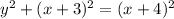y^2+(x+3)^2=(x+4)^2