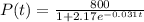 P(t) = \frac{800}{1 + 2.17e^{-0.031t}}