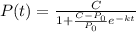 P(t) = \frac{C}{1 + \frac{C - P_{0}}{P_{0}}e^{-kt}}