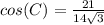 cos(C)=\frac{21}{14\sqrt{3}}