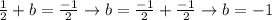 \frac{1}{2}+b= \frac{-1}{2} \rightarrow b= \frac{-1}{2} + \frac{-1}{2} \rightarrow b=-1