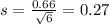s = \frac{0.66}{\sqrt{6}}} = 0.27