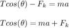 T cos(\theta) - F_k = ma\\\\Tcos(\theta) = ma + F_k