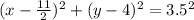 (x-\frac{11}{2})^2+(y-4)^2=3.5^2