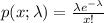 p(x;\lambda)=\frac{\lambda e^{-\lambda}}{x!}