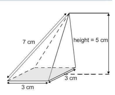 The volume of the pyramid shown in the figure is cubic centimeters. if the slant height of the pyram