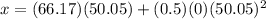 x = (66.17) (50.05) + (0.5) (0) (50.05)^{2}