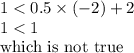 1 < 0.5\times (-2) + 2\\1 < 1\\\text{which is not true}