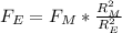 F_E= F_M * \frac{R_M^2}{R_E^2}
