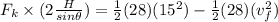 F_k \times (2\frac{H}{sin\theta}) = \frac{1}{2}(28)(15^2) - \frac{1}{2}(28)(v_f^2)