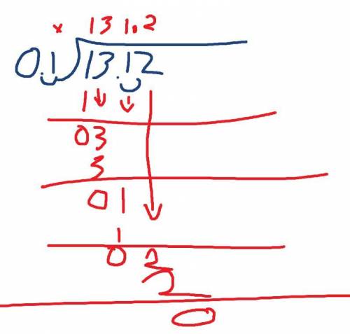 36. 13.12 ÷ 0.1 how do u divide it