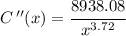 C\, ''(x)=\cfrac{8938.08}{ x^{3.72}}