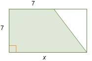 The area of the shaded section is 63 square units. what is the value of x ?