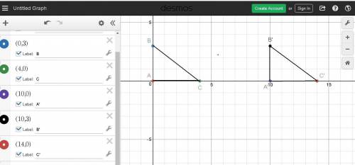 graph a triangle on the coordinate plane. choose 1 transformation (reflection, rotation, translation