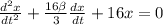 \frac{d^2x}{dt^2}+\frac{16\beta}{3}\frac{dx}{dt}+16 x=0