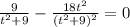 \frac{9}{t^2+9} - \frac{18t^2}{(t^2+9)^2} = 0