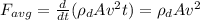 F_{avg} = \frac{d}{dt}(\rho_{d}Av^{2}t) = \rho_{d}Av^{2}